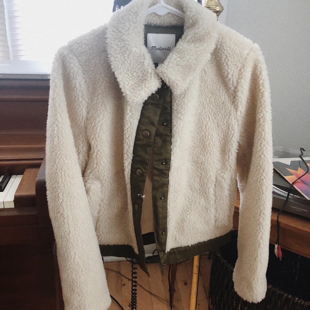 Madewell White Sherpa Coat